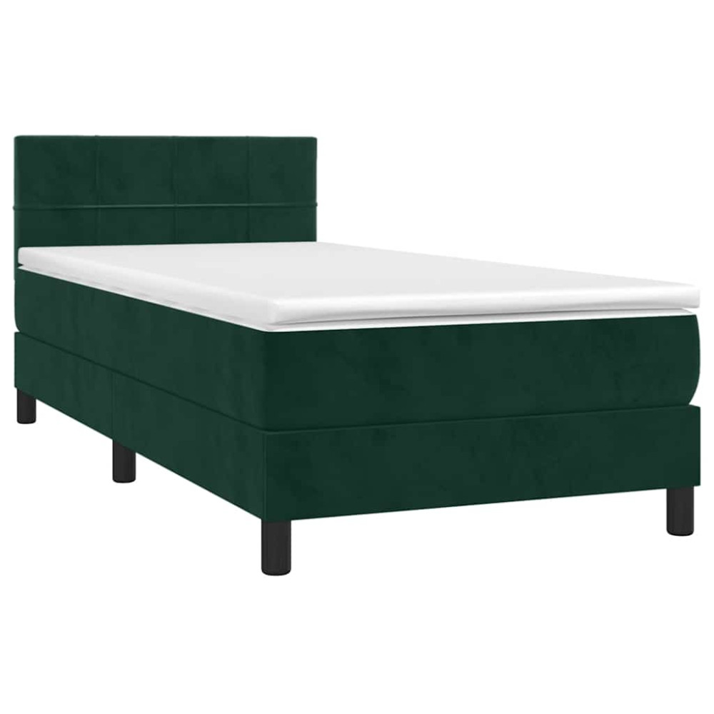 Produktbild för Ramsäng med madrass mörkgrön 90x200 cm sammet