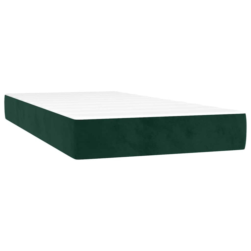 Produktbild för Ramsäng med madrass mörkgrön 90x200 cm sammet