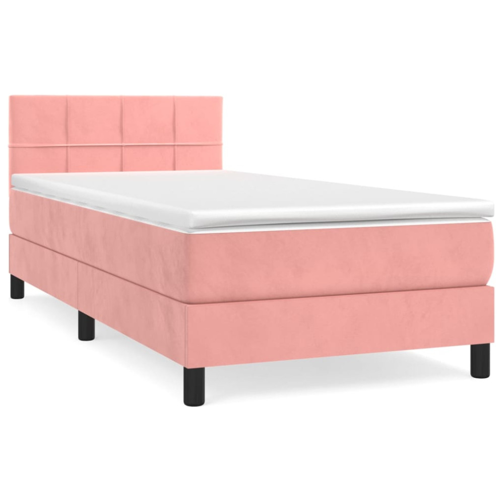 Produktbild för Ramsäng med madrass rosa 100x200 cm sammet