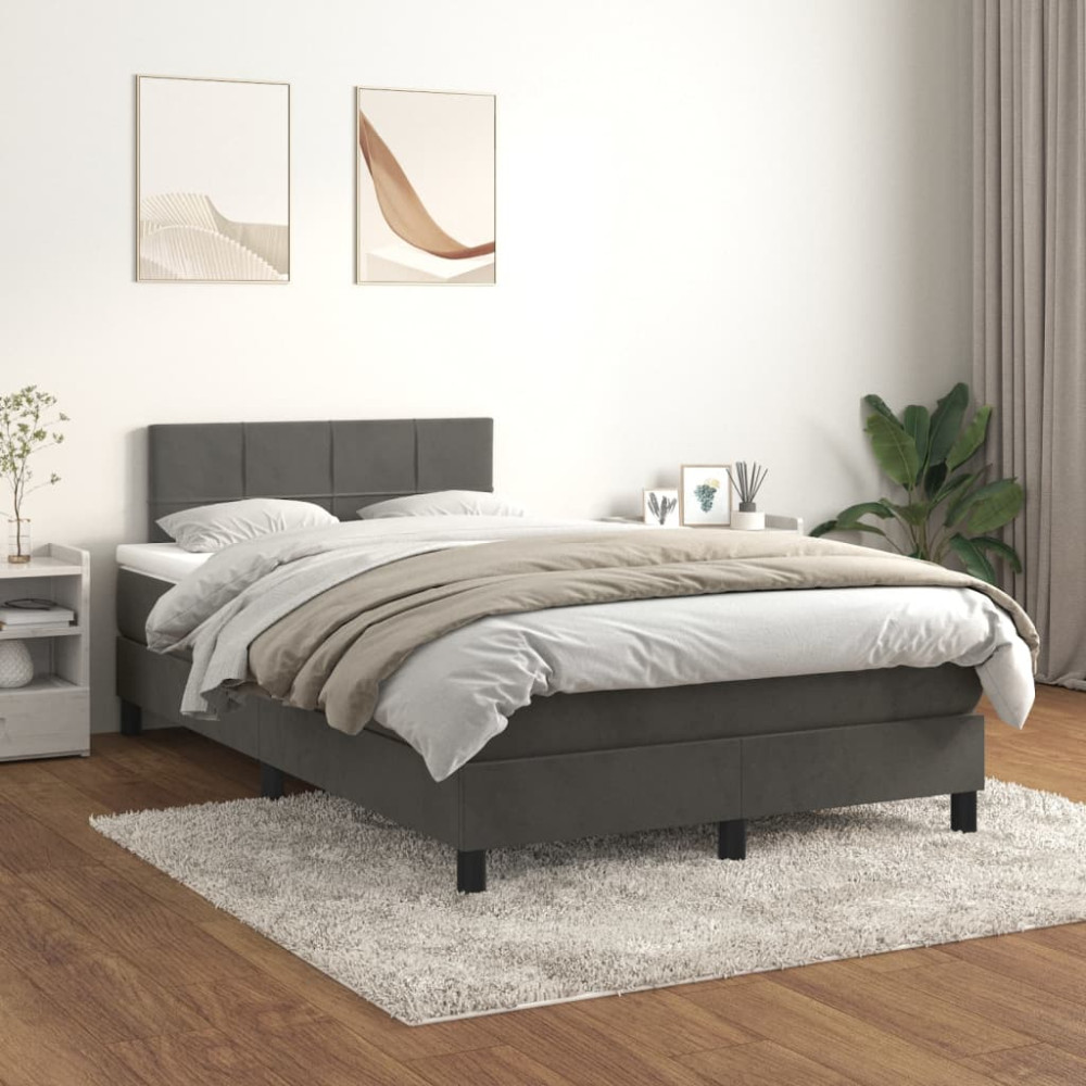 Produktbild för Ramsäng med madrass mörkgrå 120x200 cm sammet