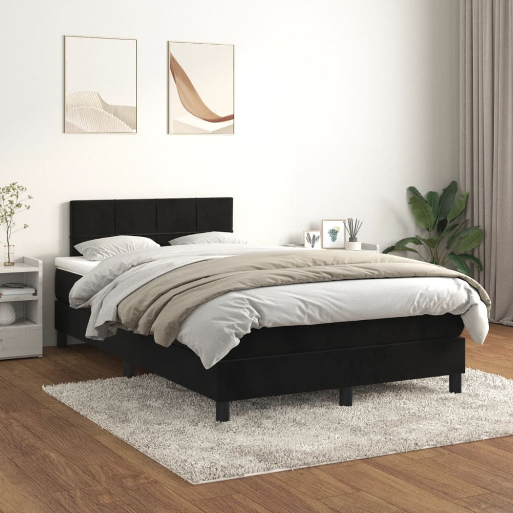 Produktbild för Ramsäng med madrass svart 120x200 cm sammet