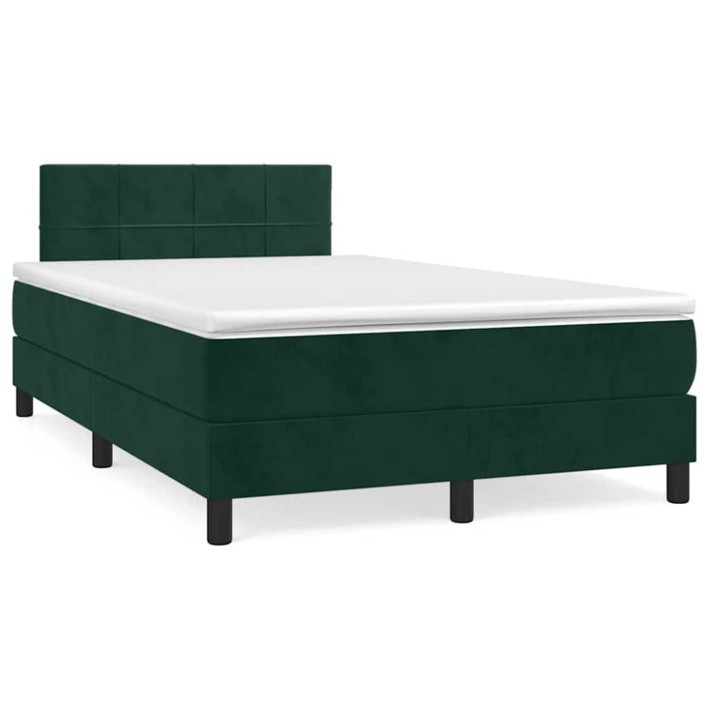 Produktbild för Ramsäng med madrass mörkgrön 120x200 cm sammet