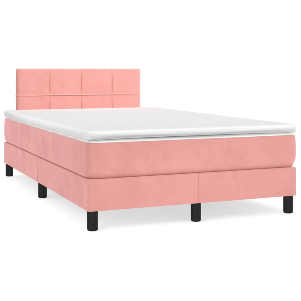 Produktbild för Ramsäng med madrass rosa 120x200 cm sammet