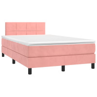 Produktbild för Ramsäng med madrass rosa 120x200 cm sammet