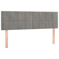 Produktbild för Ramsäng med madrass ljusgrå 140x190 cm sammet
