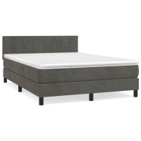 Produktbild för Ramsäng med madrass mörkgrå 140x190 cm sammet
