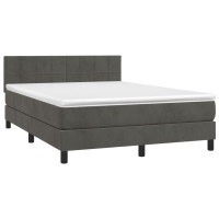 Produktbild för Ramsäng med madrass mörkgrå 140x190 cm sammet