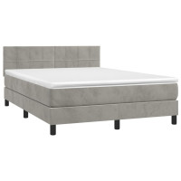 Produktbild för Ramsäng med madrass ljusgrå 140x200 cm sammet