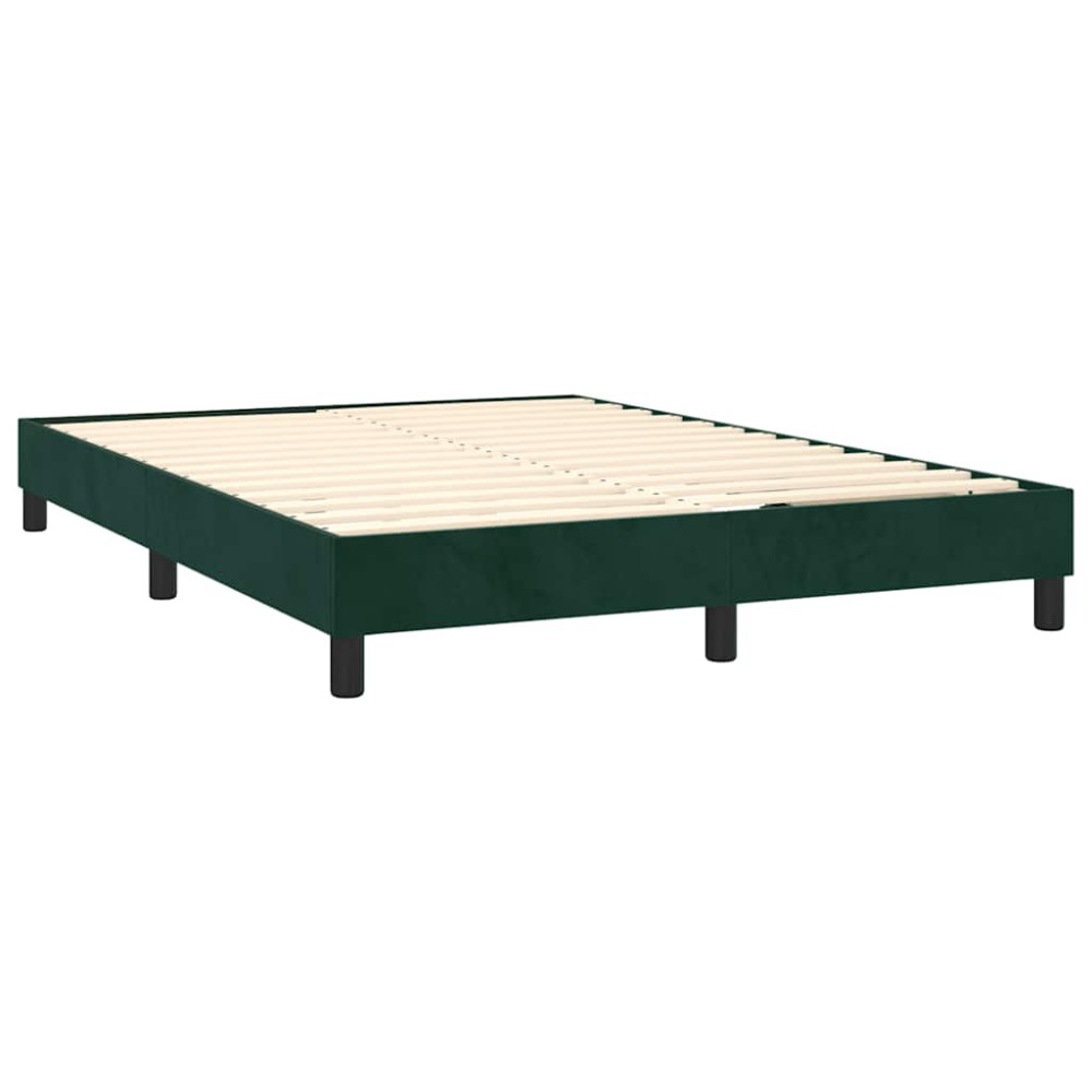 Produktbild för Ramsäng med madrass mörkgrön 140x200 cm sammet