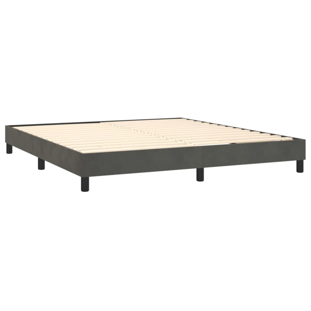 Produktbild för Ramsäng med madrass mörkgrå 160x200 cm sammet