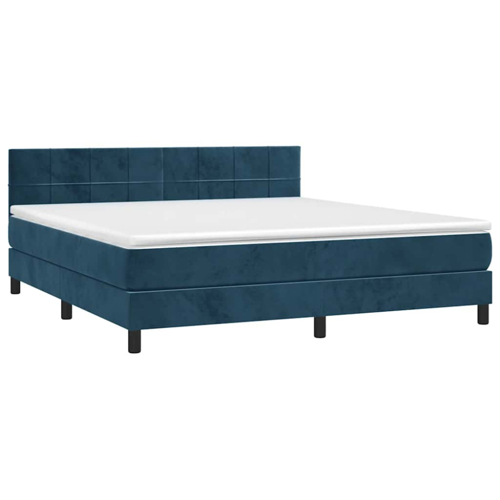 Produktbild för Ramsäng med madrass mörkblå 180x200 cm sammet