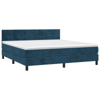 Produktbild för Ramsäng med madrass mörkblå 180x200 cm sammet