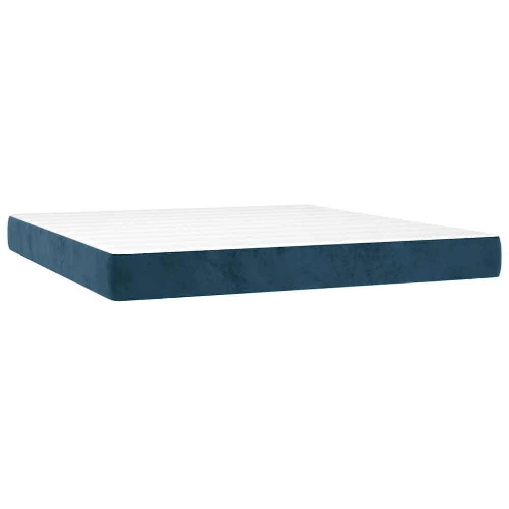 Produktbild för Ramsäng med madrass mörkblå 180x200 cm sammet