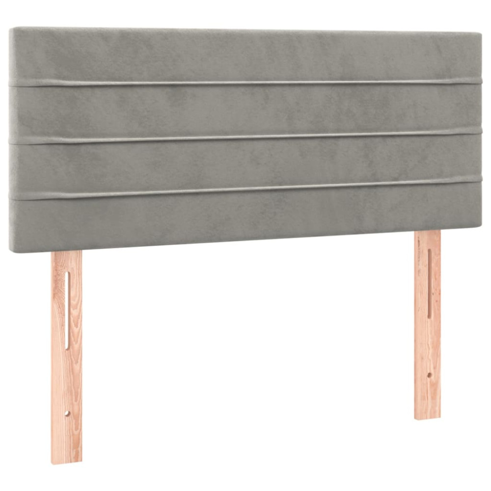 Produktbild för Ramsäng med madrass ljusgrå 90x200 cm sammet