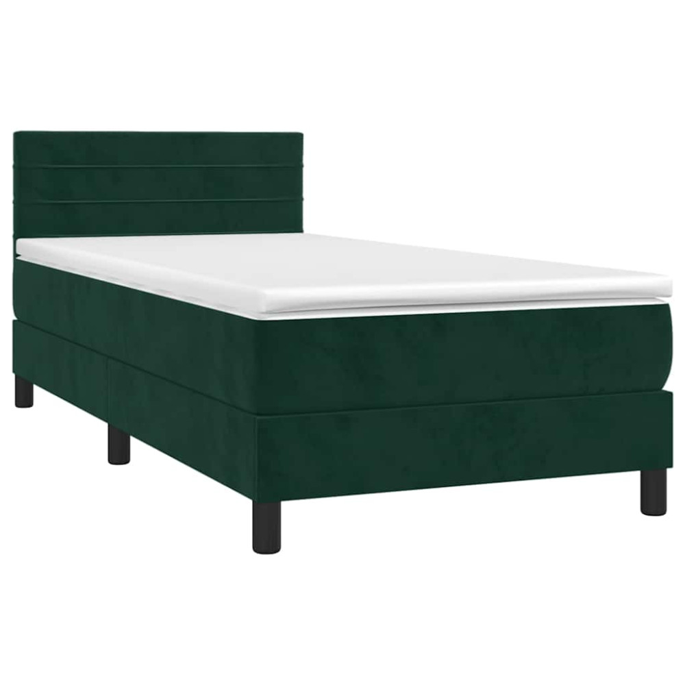Produktbild för Ramsäng med madrass mörkgrön 90x200 cm sammet