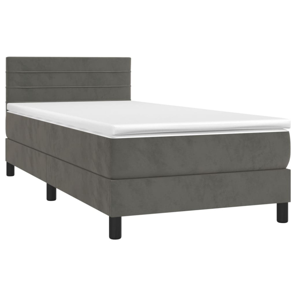 Produktbild för Ramsäng med madrass mörkgrå 100x200 cm sammet