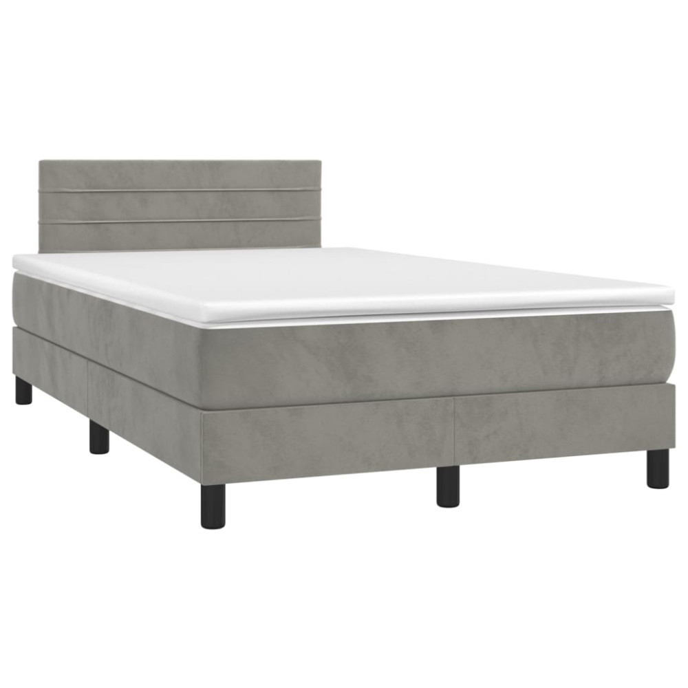 Produktbild för Ramsäng med madrass ljusgrå 120x200 cm sammet
