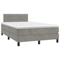 Produktbild för Ramsäng med madrass ljusgrå 120x200 cm sammet
