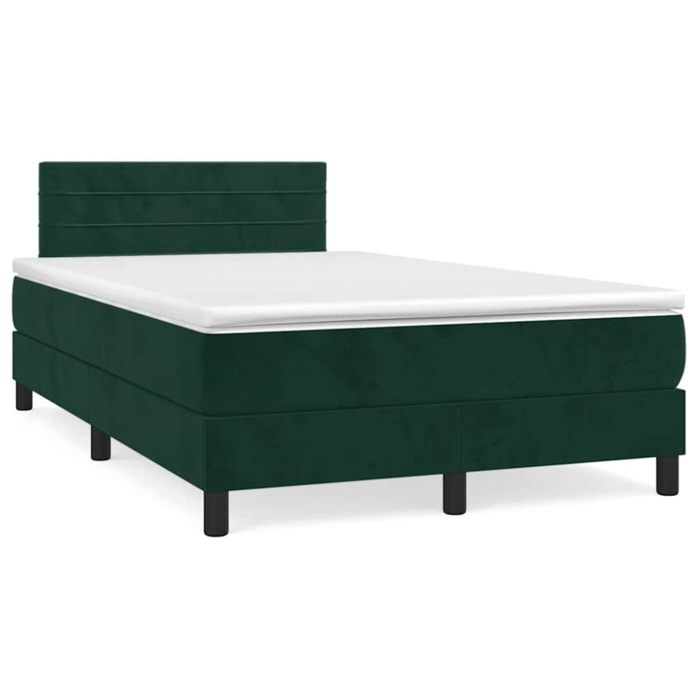 Produktbild för Ramsäng med madrass mörkgrön 120x200 cm sammet