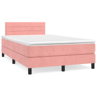 Produktbild för Ramsäng med madrass rosa 120x200 cm sammet
