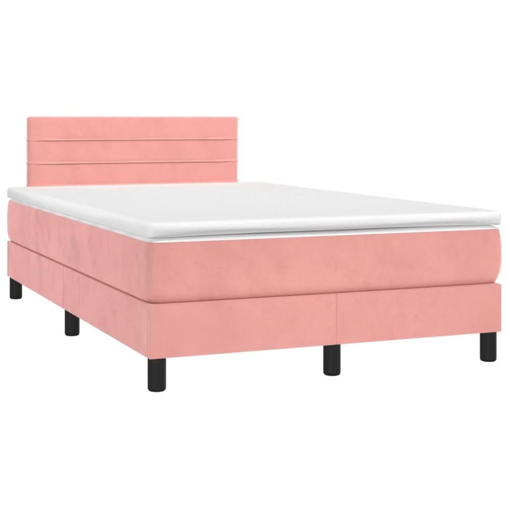 Produktbild för Ramsäng med madrass rosa 120x200 cm sammet