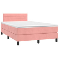 Produktbild för Ramsäng med madrass rosa 120x200 cm sammet