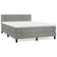 Produktbild för Ramsäng med madrass ljusgrå 140x190 cm sammet