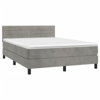 Produktbild för Ramsäng med madrass ljusgrå 140x190 cm sammet