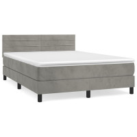 Produktbild för Ramsäng med madrass ljusgrå 140x200 cm sammet