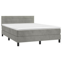 Produktbild för Ramsäng med madrass ljusgrå 140x200 cm sammet