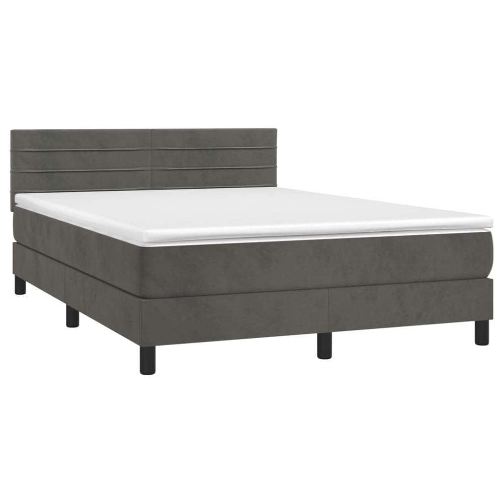 Produktbild för Ramsäng med madrass mörkgrå 140x200 cm sammet