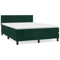Produktbild för Ramsäng med madrass mörkgrön 140x200 cm sammet