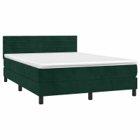 Produktbild för Ramsäng med madrass mörkgrön 140x200 cm sammet