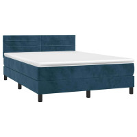 Produktbild för Ramsäng med madrass mörkblå 140x200 cm sammet