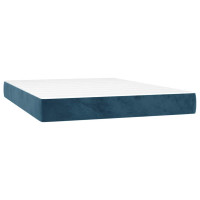 Produktbild för Ramsäng med madrass mörkblå 140x200 cm sammet