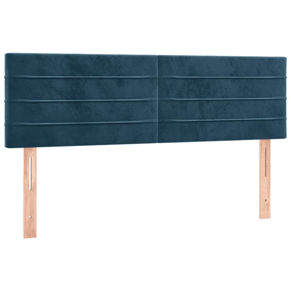 Produktbild för Ramsäng med madrass mörkblå 140x200 cm sammet