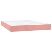 Produktbild för Ramsäng med madrass rosa 140x200 cm sammet