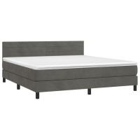 Produktbild för Ramsäng med madrass mörkgrå 160x200 cm sammet