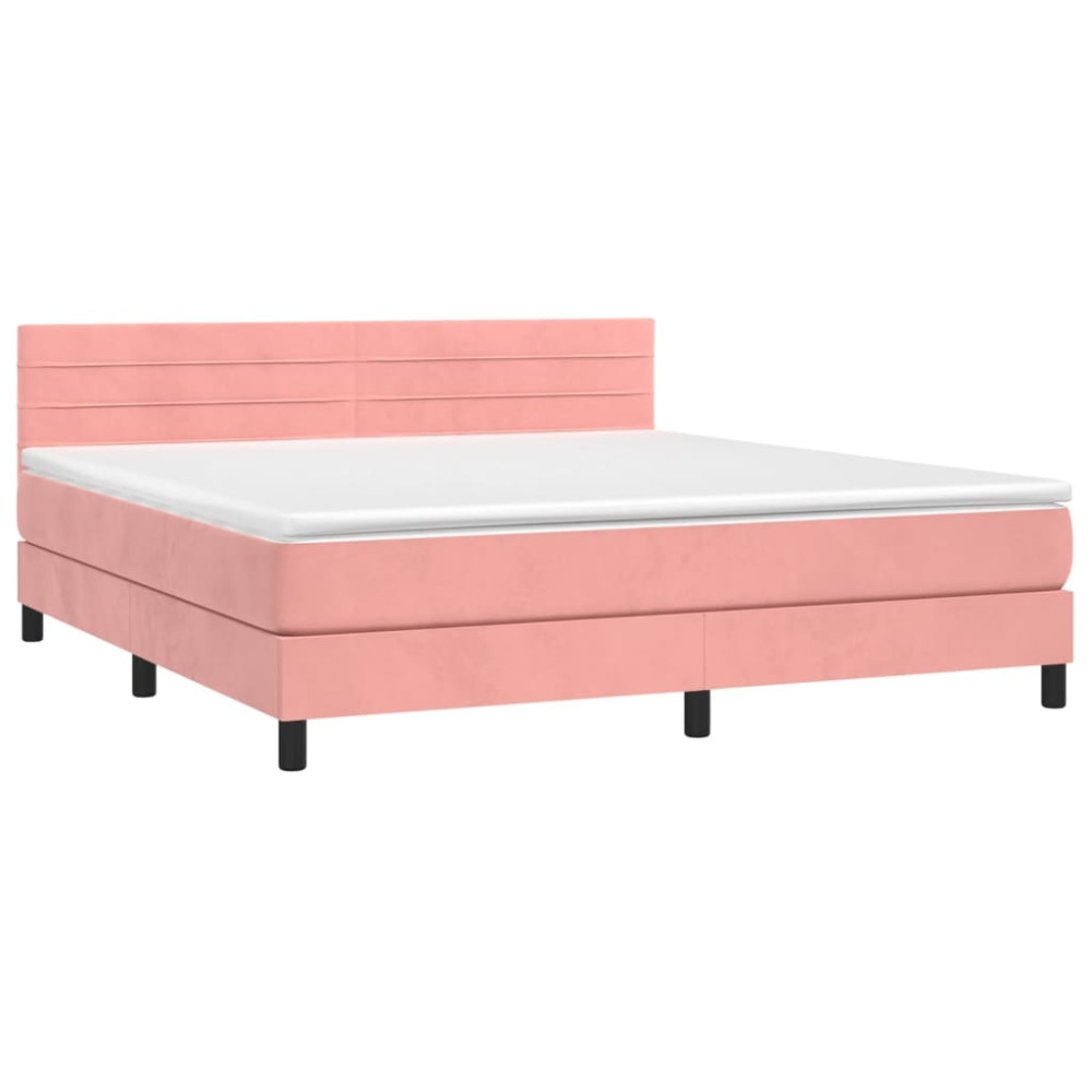 Produktbild för Ramsäng med madrass rosa 160x200 cm sammet