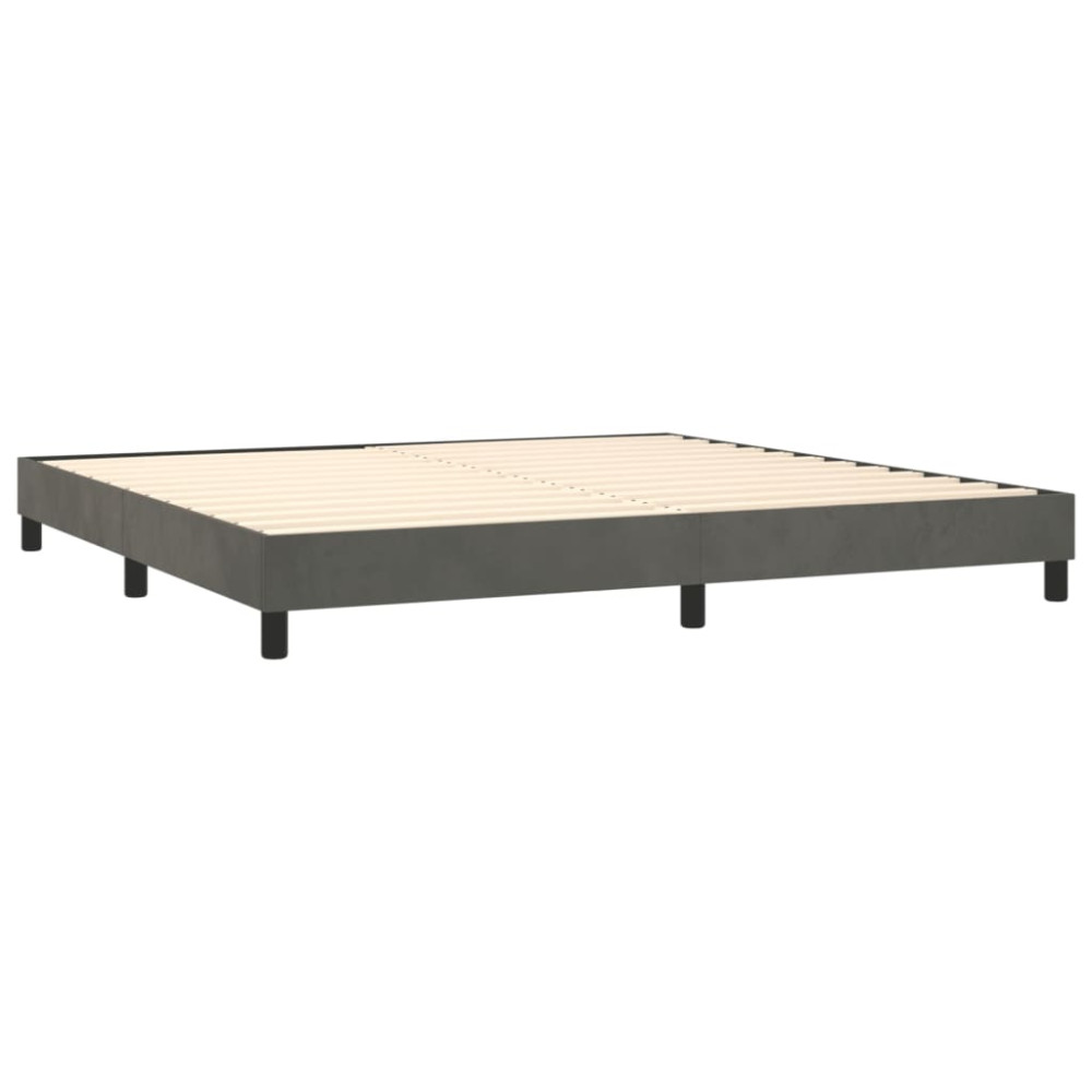 Produktbild för Ramsäng med madrass mörkgrå 200x200 cm sammet