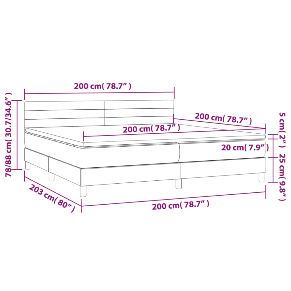 Produktbild för Ramsäng med madrass mörkgrå 200x200 cm sammet