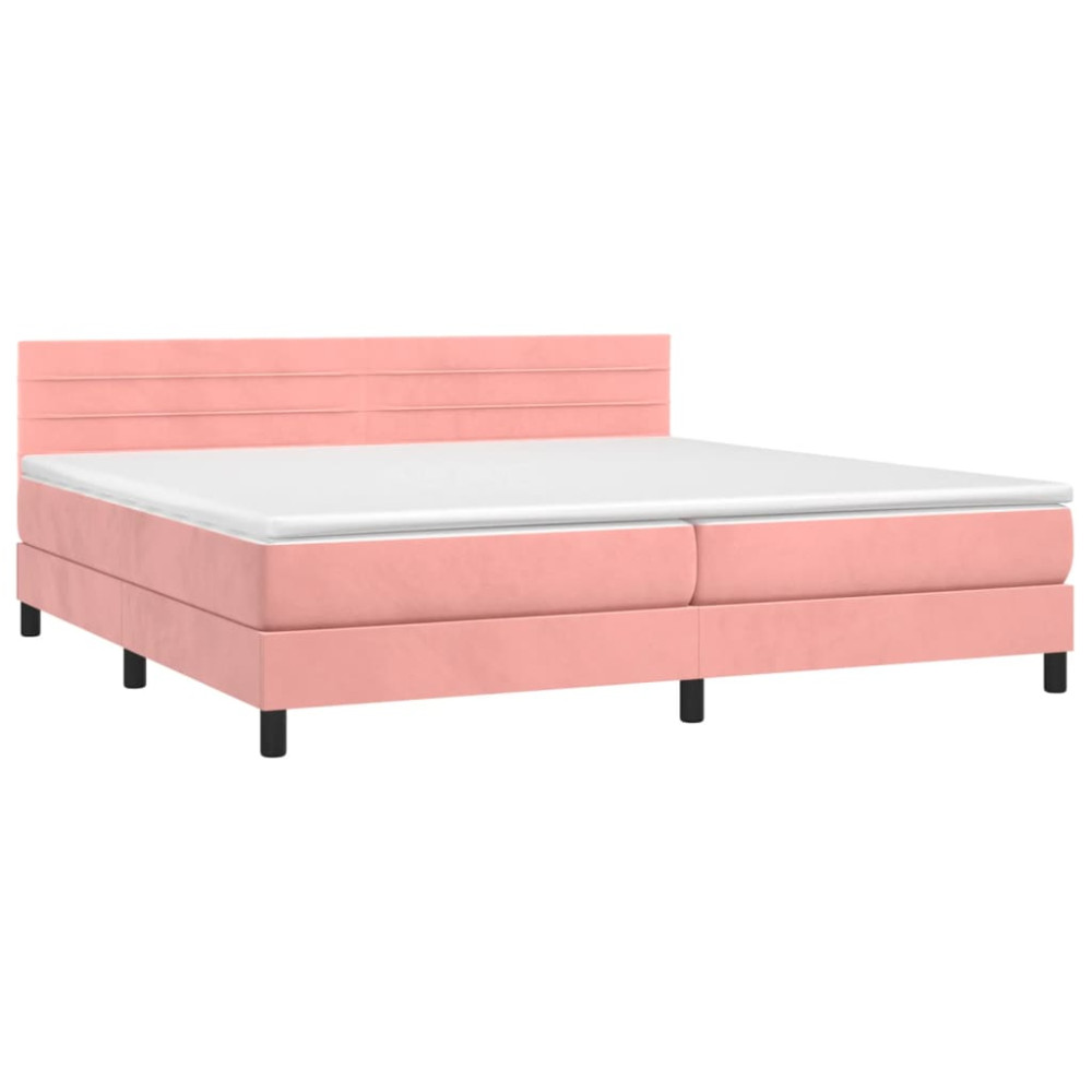 Produktbild för Ramsäng med madrass rosa 200x200 cm sammet