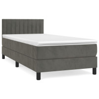 Produktbild för Ramsäng med madrass mörkgrå 90x200 cm sammet