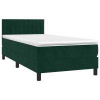 Produktbild för Ramsäng med madrass mörkgrön 90x200 cm sammet