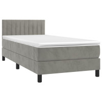 Produktbild för Ramsäng med madrass ljusgrå 100x200 cm sammet