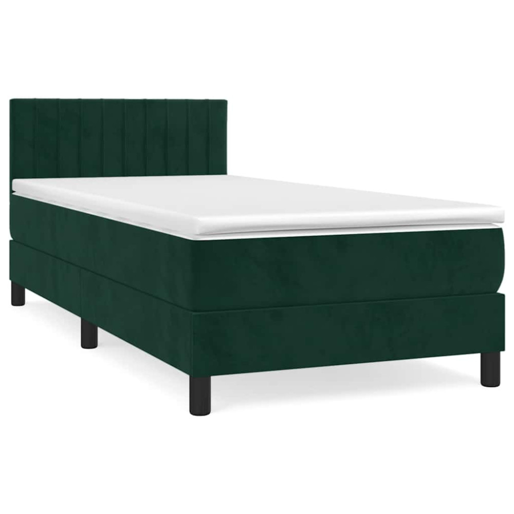 Produktbild för Ramsäng med madrass mörkgrön 100x200 cm sammet