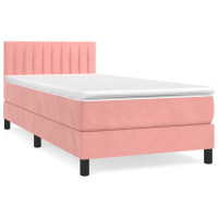 Produktbild för Ramsäng med madrass rosa 100x200 cm sammet