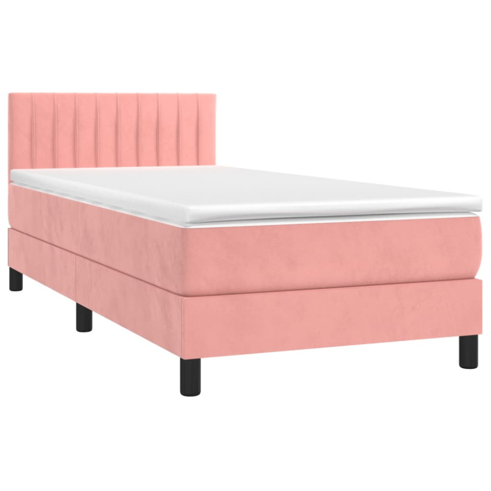 Produktbild för Ramsäng med madrass rosa 100x200 cm sammet