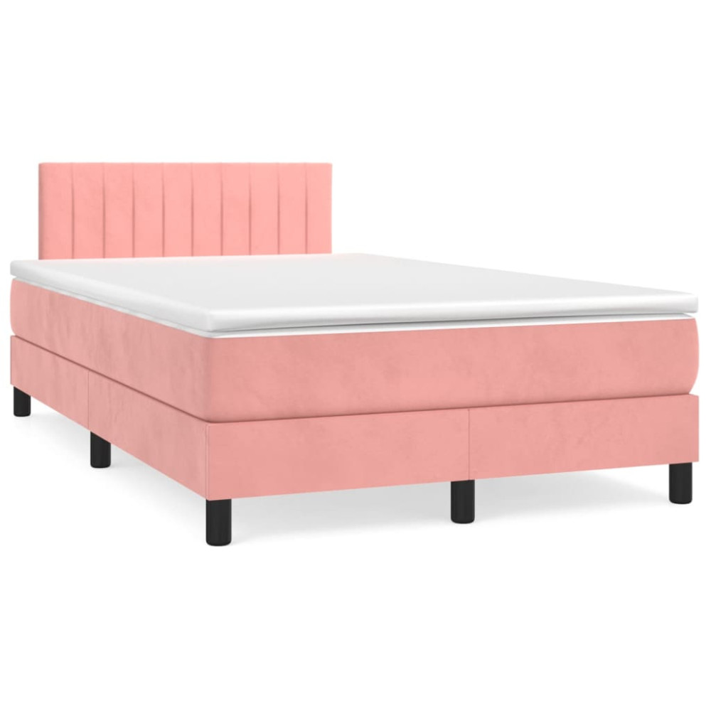 Produktbild för Ramsäng med madrass rosa 120x200 cm sammet