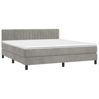 Produktbild för Ramsäng med madrass ljusgrå 160x200 cm sammet